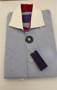 Hawes & Curtis Non Iron Blue & White Stripe Fitted Shirt - Brand New Tags M - Picture 1 of 7