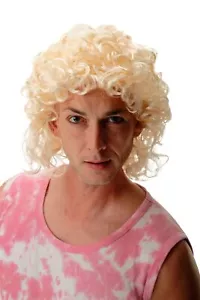 Wig Ladies Men's Carnival Curls Light Blond Blonde Shoulder Length Chav Adonis - Picture 1 of 4