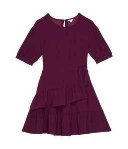 HABITUAL Kids Girl's Mock Wrap Ruffle Dress, Sizes 7-16 Purple - Picture 1 of 9