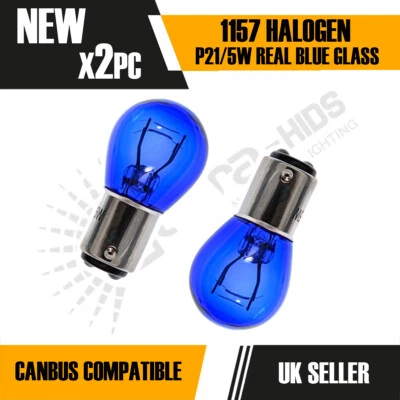 1157 BAY15D 380 P21/5W Super White Daytime Running Light DRL Blue Glass Bulbs 2x - Image 1 of 3