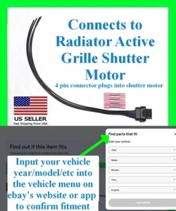 fits GM Radiator Active Grille Shutter Connector Plug Pigtail Wiring Grill Motor - Picture 1 of 1