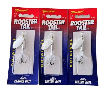 (3) Hilanderos en línea Worden's Original Cola de Gallo 1/8 oz Color Brillo Plata Foto 1 de 4