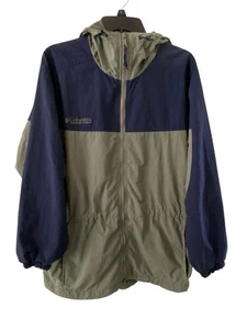 Giacca a vento Columbia donna nylon full zip con cappuccio impermeabile verde navy Lg - Foto 1 di 12