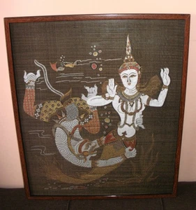 Magnificent painting of traditional Thai art of painting on silk - Thai Buddhist - Picture 1 of 13