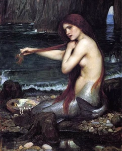 1900 A Mermaid by John William Waterhouse ART Home Decor - Picture 1 of 7