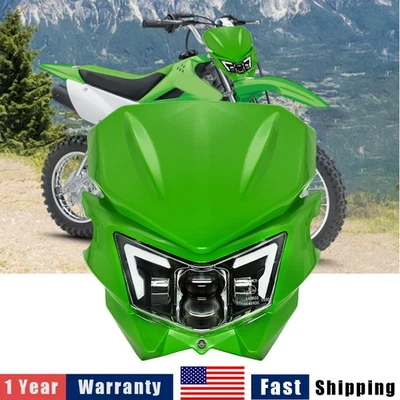 For Kawasaki KLX110 KX125 KX450F KX250F KDX200 Dirt Bike LED Headlight Headlamp - Image 1 of 4