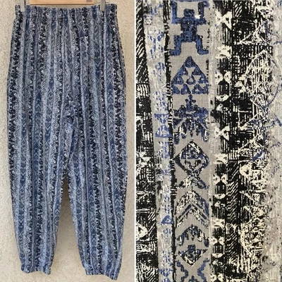 Vintage Muscle Pants Surf Beach Geometric Cotton 80s 90s Made In USA Size L Worn - Image 1 of 4