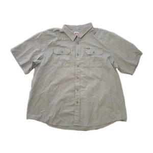 Wrangler Mens Shirt 3XL Brown Work Western Heavy Cotton Shoet Sleeve - Picture 1 of 4