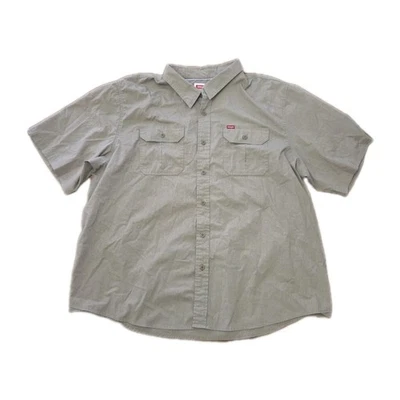 Wrangler Mens Shirt 3XL Brown Work Western Heavy Cotton Shoet Sleeve - Image 1 of 4