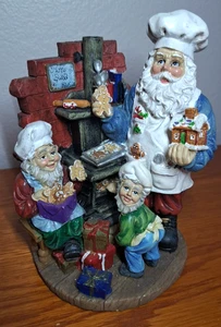 VTG JAIMY Santa Claus & Elves Figurine Baking Cookies Christmas Gingerbread 6.5" - Picture 1 of 12