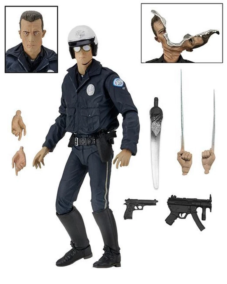 Terminator 2 - T-1000 Motorcycle Cop 7 Inch Action Figure - NECA - Image 1 of 1