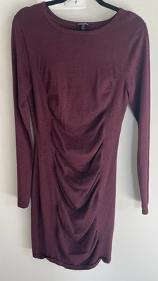 Express женщин собранными в Рюш пурпурный розовый свитер платье M - Изображение 1 из 3