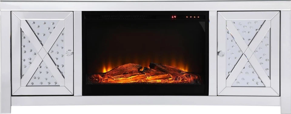 Consola multimedia con soporte de TV moderna contemporánea espejo de cristal de 59 pulgadas Foto 1 de 1