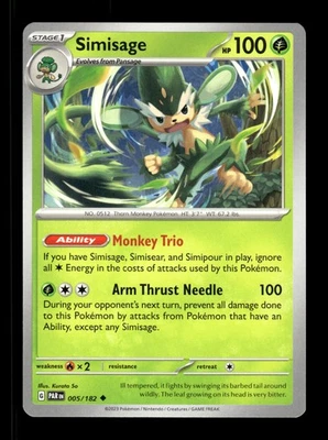 Simisage Uncommon SV04: Paradox Rift 005/182 NM Pokemon NM - Image 1 of 2
