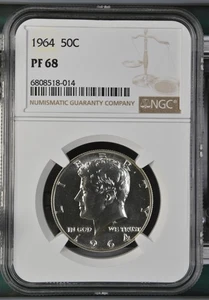 1964 Kennedy Half Dollar Coin NGC PF 68 - Picture 1 of 2