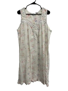 Vintage Allyson Whitmore Floral Sleeveless Nightgown White Pink Sz 1X Lounge - Picture 1 of 12