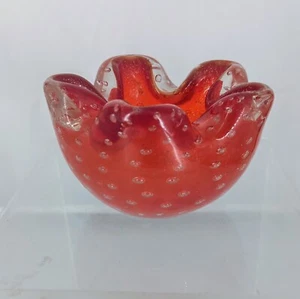 Murano Barovier Toso Bullicante Bubble Red Star Ashtray with Gold Flakes - Picture 1 of 8
