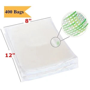 400 8" x 12" Quart Vacuum Sealer Embossed Bags Kitchen Food Saver Storage 4 Mil - Picture 1 of 9