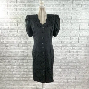 De Colección All That Jazz Negro Floral Jacquard Mangas Hinchadas Escote Festoneado Talla 9/10 - Imagen 1 de 7