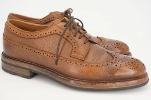 $850 RALPH LAUREN PURPLE LABEL 8.5 E LONG WING TIP BURNISHED BROWN MCMURRAY WIDE - Picture 1 of 12