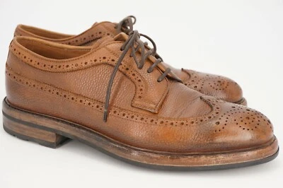 $850 RALPH LAUREN ETIQUETA PÚRPURA 8.5 E PUNTA DE ALA LARGA MARRÓN BRUÑIDO MCMURRAY ANCHO Foto 1 de 4