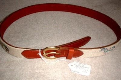 Ladies Leather & Needlepoint Horses Handmade Belt Size Small 29" to 33" MZC — 第 1/4 张图片