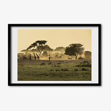 Tulup Bild MDF gerahmte Wand Dekor 60x40cm Giraffen in der Savanne