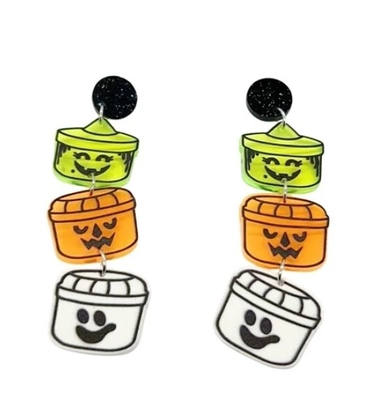 1 par de pendientes colgantes de acrílico con tachuelas de cubo de Halloween, brillo. Truco de vacaciones o Foto 1 de 1