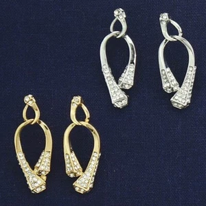 Nail Drop Earrings with Clear Stones - Picture 1 of 4