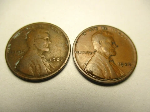 1923 LINCOLN WHEAT PENNIES ERROR NO MINT SET OF 2 PLANCHET DIVOTS MALFORMED DIE Cover