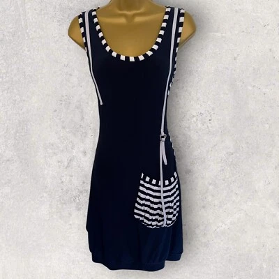 Joseph Ribkoff Womens Navy White Stripe Soft Jersey Nautical Summer Dress UK 8 - Image 1 of 4