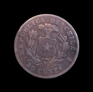 CHILE 20 CENTAVOS 1872 So Silver Condor km 138.1 #3809# - Imagen 1 de 2
