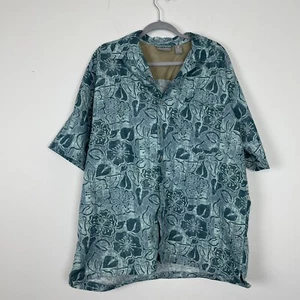 Quest Men’s  Blue Hawaiian Button Down Shirt Size large EUC - Picture 1 of 3