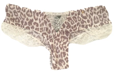 Victoria's Secret Muy Sexy Panty Descarado XL Gris Leopardo Animal Sedoso Micro Encaje Foto 1 de 4