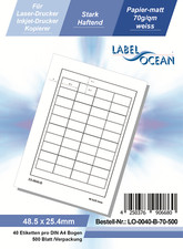 Etichette Adesive Din A4 Bianco 48,5x25,4mm (Laser Inkjet Copier) 1000 Foglia