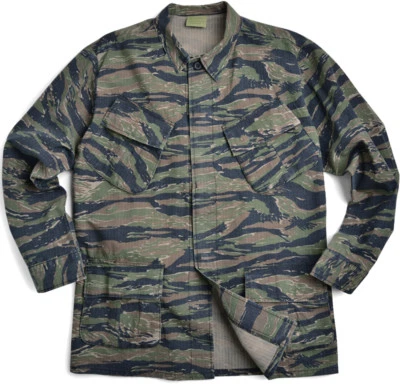 Tiger Stripe Camouflage Vintage Vietnam 100% Cotton Rip-Stop BDU Fatigue Shirt - Image 1 of 2