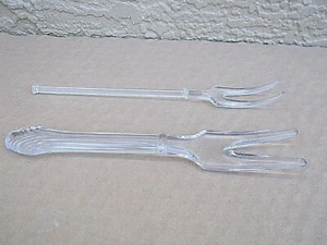 2 Mint Vintage Thick Glass Salad Fork Clear 9 3/4" L - Picture 1 of 7