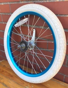 18" Bicycle Rear Blue Wheel Coaster Brake and 1.95" White Tire BMX Bike #G5 - Picture 1 of 3