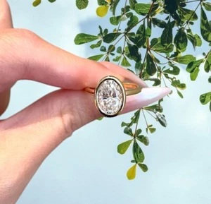 Yellow Gold Women Ring Lab Grown Oval 1.50 Ct Diamond IGI Certified 14k All Size - Picture 1 of 13