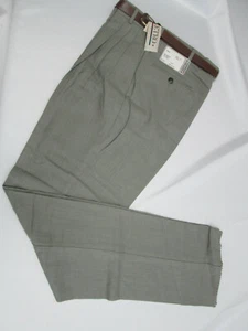 Pantalone uomo 30 32 unhem plissettato abito executive verde salvia oliva chiaro NUOVO - Foto 1 di 4