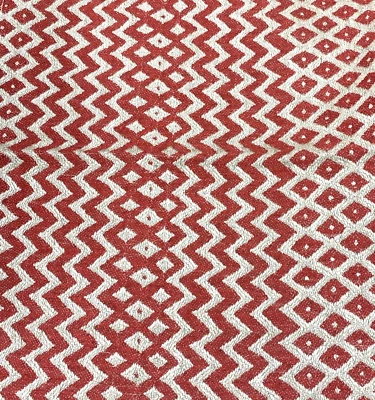 Nina Campbell Pachinko Coral Jute  Zig Zag Decor Linen Fabric Samples #12 - Image 1 of 4