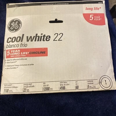 GE FC8T9/CW Fluorescent 22W 8" Circline Lamp Light Bulb Cool White - Image 1 of 2