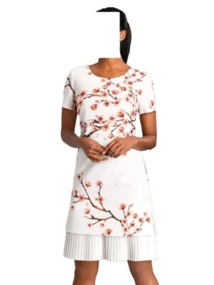 Alba Moda Kleid weiss koralle bedruckt Gr. 46  0720207191 - Bild 1 von 4