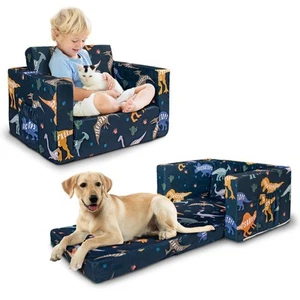 Kids Couch, 2-in-1 Kids Fold Out Couch, Convertible Kids Sofa to Lounger for ... - Picture 1 of 7