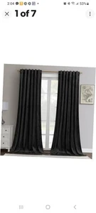 TWÌN SIX ,Black Velvet Blackout Curtains, 52 X 96 Inches ,Thick Room Darkening - Picture 1 of 8