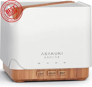 ASAKUKI 700ml Oil Diffuser – 5-in-1 Ultrasonic Humidifier w/ Timer & LEDs - Picture 1 of 9