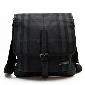 Burberry Authentic Shoulder Bag Nylon Leather Black 36x31x1cm Belt Closure VN02 - Picture 1 of 5