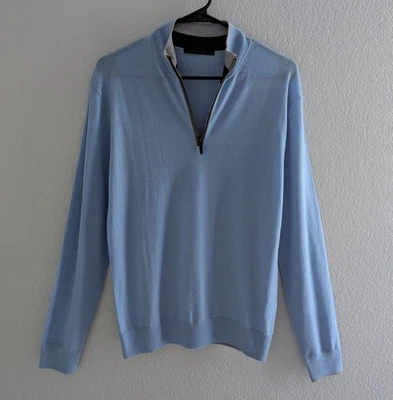 Suéter Greyson Saratoga Cuarto Cremallera Para Hombre Talla Pequeña Bonneville Azul Lana Foto 1 de 4