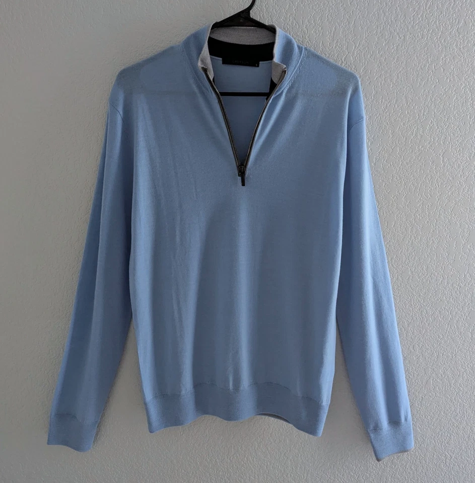 Suéter Greyson Saratoga Cuarto Cremallera Para Hombre Talla Pequeña Bonneville Azul Lana Foto 1 de 4