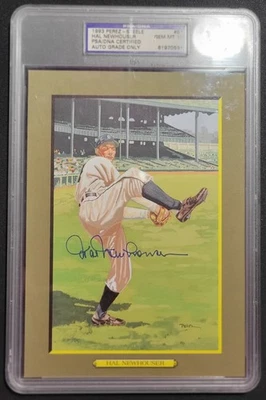 HAL NEWHOUSER SIGNED PEREZ STEELE GREAT MOMENTS POSTCARD AUTO PSA/DNA GEM 10 HOF - Image 1 of 3